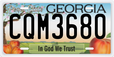 GA license plate CQM3680
