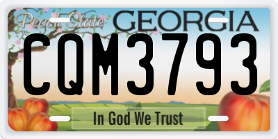 GA license plate CQM3793