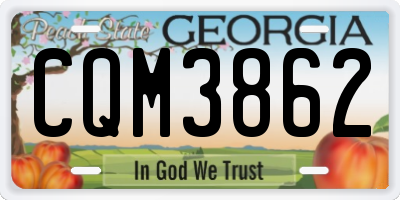 GA license plate CQM3862