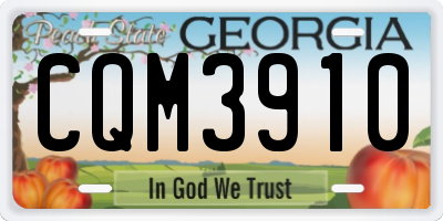 GA license plate CQM3910