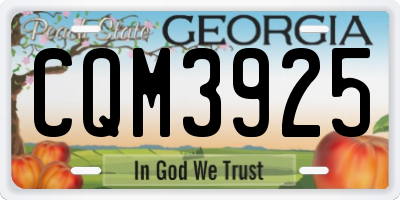 GA license plate CQM3925
