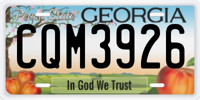 GA license plate CQM3926