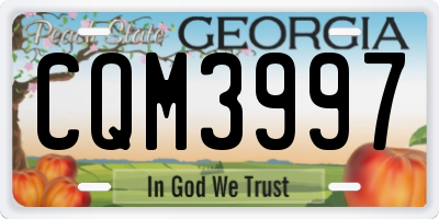 GA license plate CQM3997