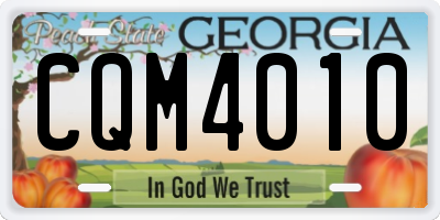 GA license plate CQM4010