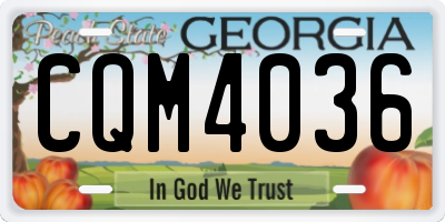 GA license plate CQM4036