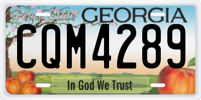 GA license plate CQM4289