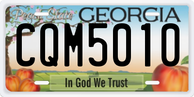 GA license plate CQM5010