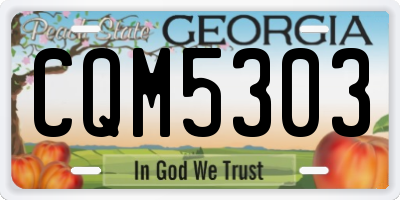 GA license plate CQM5303