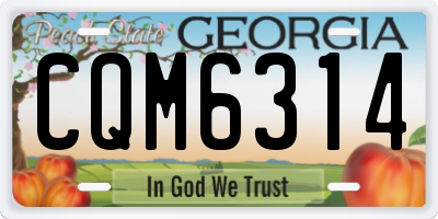 GA license plate CQM6314