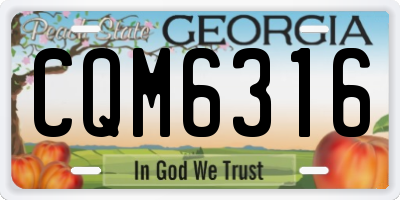 GA license plate CQM6316
