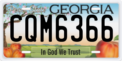 GA license plate CQM6366