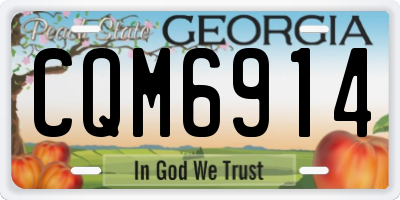 GA license plate CQM6914