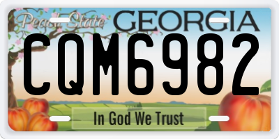 GA license plate CQM6982