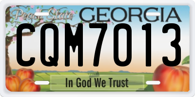 GA license plate CQM7013