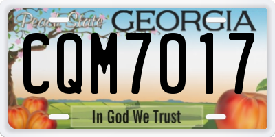 GA license plate CQM7017