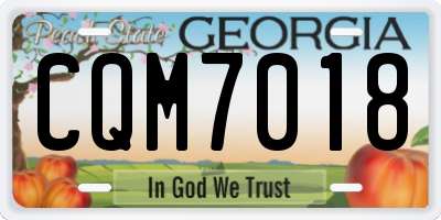 GA license plate CQM7018
