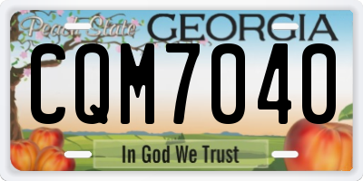 GA license plate CQM7040