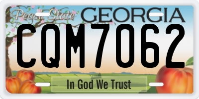 GA license plate CQM7062
