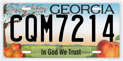 GA license plate CQM7214