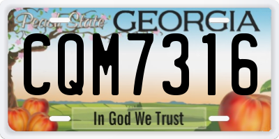 GA license plate CQM7316