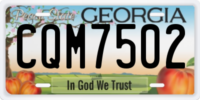 GA license plate CQM7502