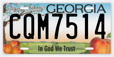 GA license plate CQM7514