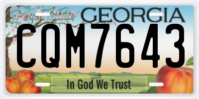 GA license plate CQM7643
