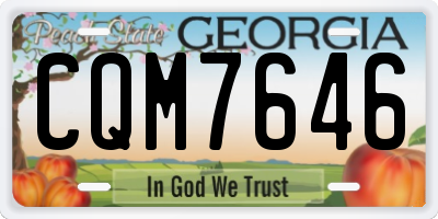 GA license plate CQM7646