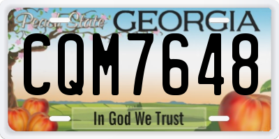 GA license plate CQM7648