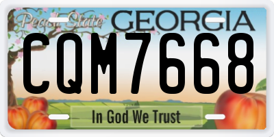 GA license plate CQM7668
