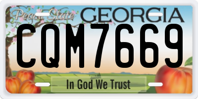GA license plate CQM7669