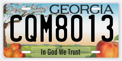 GA license plate CQM8013