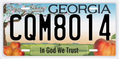 GA license plate CQM8014