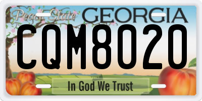 GA license plate CQM8020