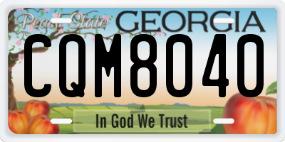 GA license plate CQM8040