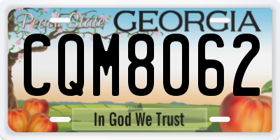 GA license plate CQM8062