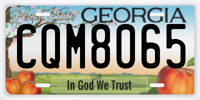 GA license plate CQM8065