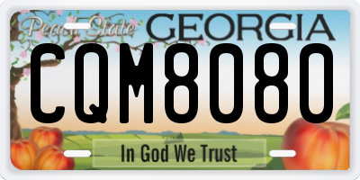 GA license plate CQM8080