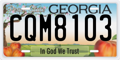 GA license plate CQM8103