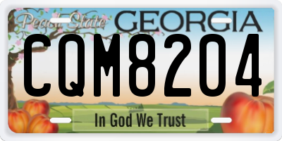 GA license plate CQM8204