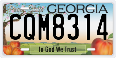 GA license plate CQM8314