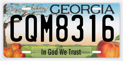 GA license plate CQM8316