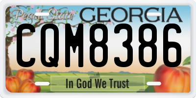 GA license plate CQM8386