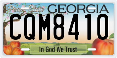 GA license plate CQM8410