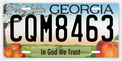 GA license plate CQM8463