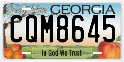 GA license plate CQM8645