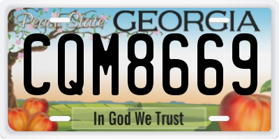 GA license plate CQM8669