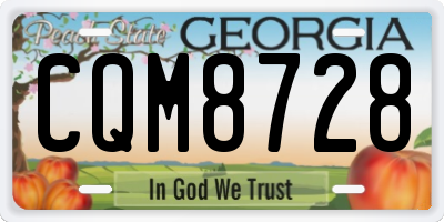 GA license plate CQM8728