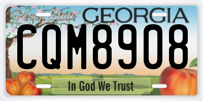 GA license plate CQM8908