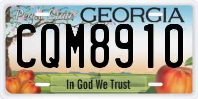 GA license plate CQM8910